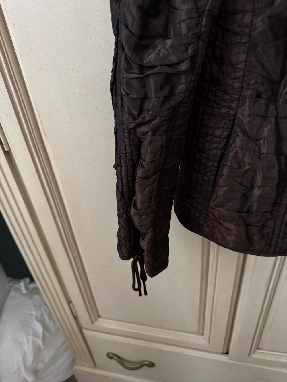 Escada Chocolate Brown Textured Drawstring Jacket - Picture 4 of 4